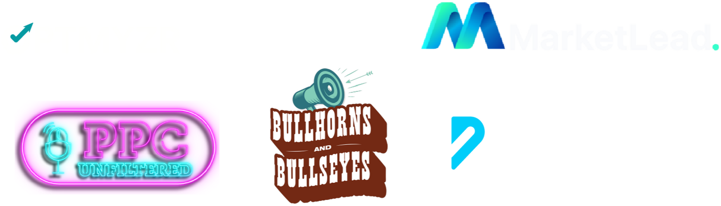 As Seen On logos of Optmyzr, Solutions 8 The Google Ads Agency, MarketLead, PPC Unfiltered, Bullhorns and Bullseyes, and PPC Survey.